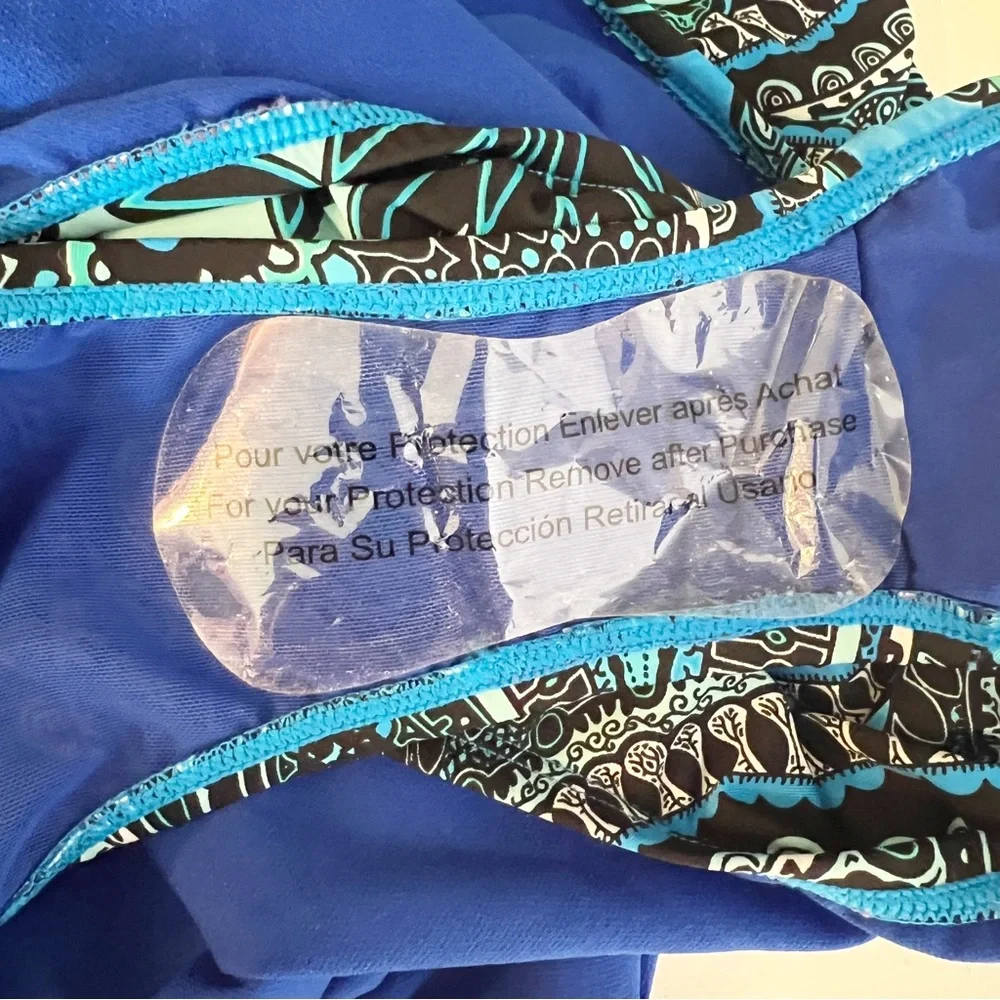 •JANTZEN• Off-the-Shoulder Ruffle One Piece Swimsuit in Aqua Reef‎ Print Size 10
